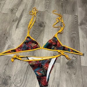 SHEIN yellow/tropical bikini. no tags, not worn